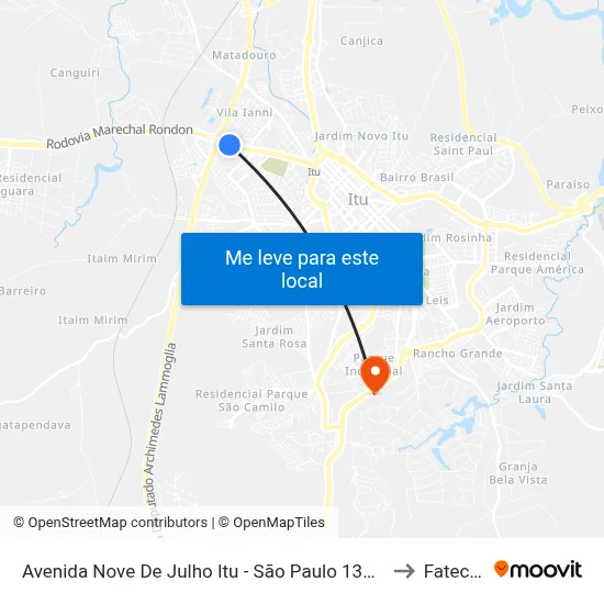 Avenida Nove De Julho Itu - São Paulo 13311 Brasil to Fatec Itu map