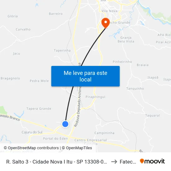 R. Salto 3 - Cidade Nova I Itu - SP 13308-081 Brasil to Fatec Itu map