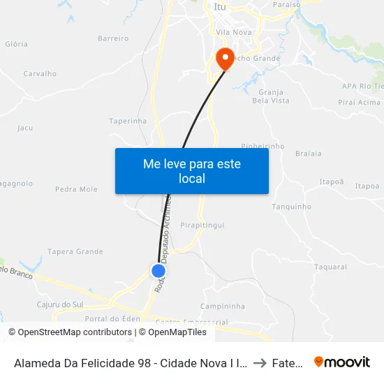 Alameda Da Felicidade 98 - Cidade Nova I Itu - SP Brasil to Fatec Itu map