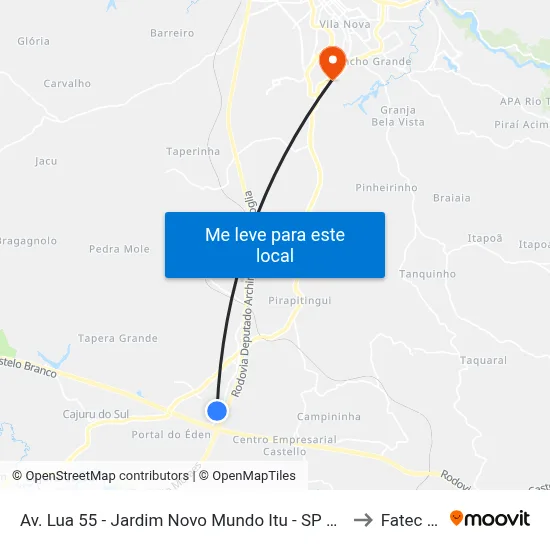 Av. Lua 55 - Jardim Novo Mundo Itu - SP Brasil to Fatec Itu map