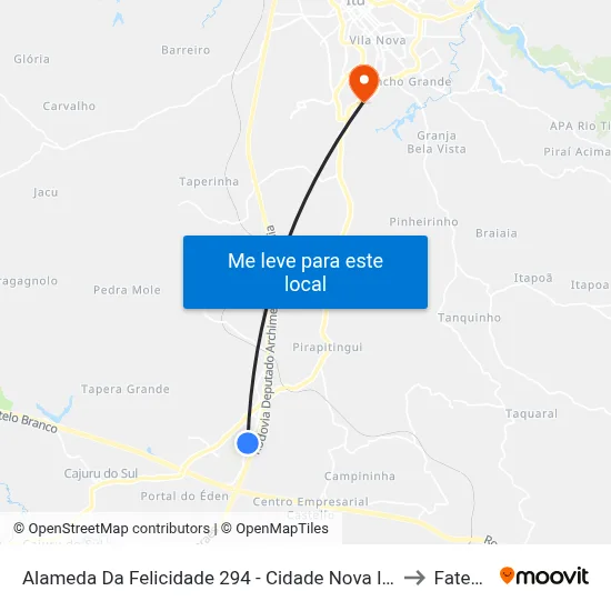 Alameda Da Felicidade 294 - Cidade Nova I Itu - SP Brasil to Fatec Itu map