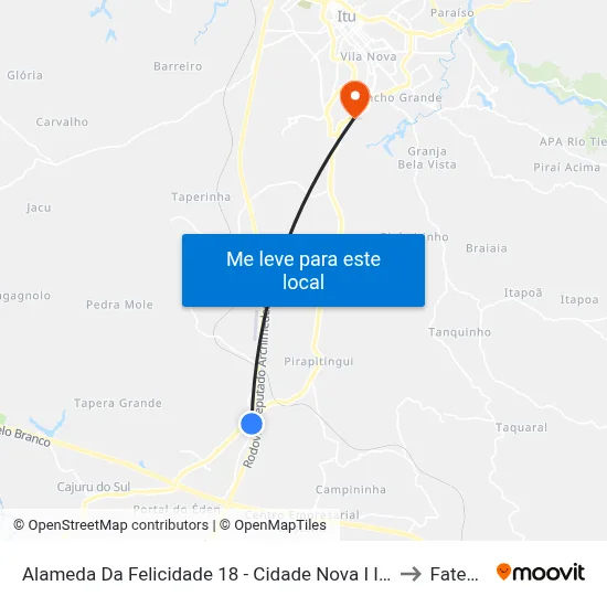 Alameda Da Felicidade 18 - Cidade Nova I Itu - SP Brasil to Fatec Itu map