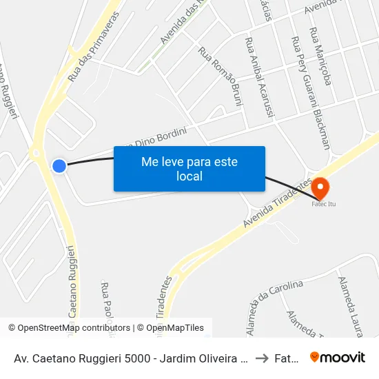 Av. Caetano Ruggieri 5000 - Jardim Oliveira Itu - SP 13309-710 Brasil to Fatec Itu map
