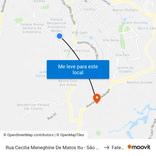 Rua Cecilia Meneghine De Matos Itu - São Paulo 13309 Brasil to Fatec Itu map