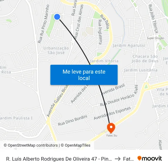 R. Luís Alberto Rodrigues De Oliveira 47 - Pinheirinho Itu - SP 13310-350 Brasil to Fatec Itu map