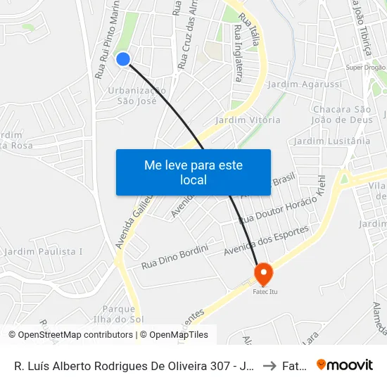 R. Luís Alberto Rodrigues De Oliveira 307 - Jardim Sao Jose Itu - SP Brasil to Fatec Itu map