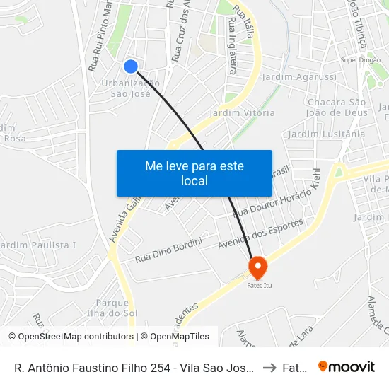 R. Antônio Faustino Filho 254 - Vila Sao Jose Itu - SP 13310-350 Brasil to Fatec Itu map