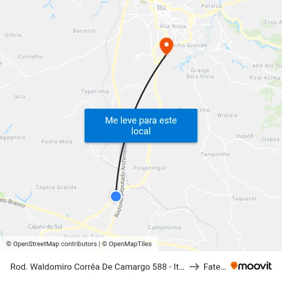 Rod. Waldomiro Corrêa De Camargo 588 - Itu SP 13308-904 Brasil to Fatec Itu map