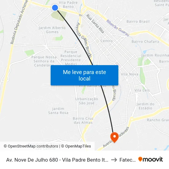 Av. Nove De Julho 680 - Vila Padre Bento Itu - SP Brasil to Fatec Itu map