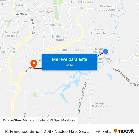 R. Francisco Simoni 208 - Nucleo Hab. Sao Judas Tadeu Itu - SP 13304-760 Brasil to Fatec Itu map