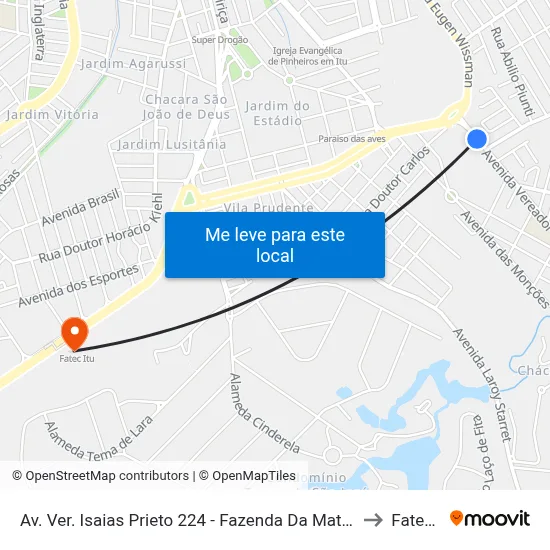 Av. Ver. Isaias Prieto 224 - Fazenda Da Mata Itu - SP Brasil to Fatec Itu map