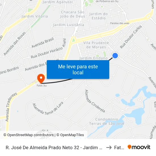 R. José De Almeida Prado Neto 32 - Jardim Eridano Itu - SP 13306-172 Brasil to Fatec Itu map