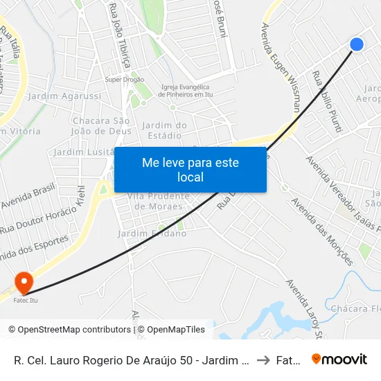 R. Cel. Lauro Rogerio De Araújo 50 - Jardim Aeroporto I Itu - SP Brasil to Fatec Itu map