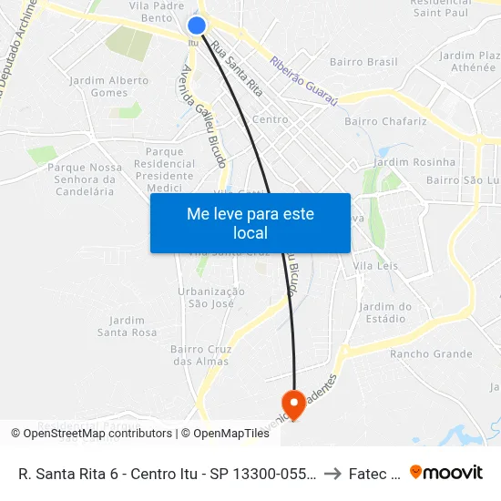 R. Santa Rita 6 - Centro Itu - SP 13300-055 Brasil to Fatec Itu map
