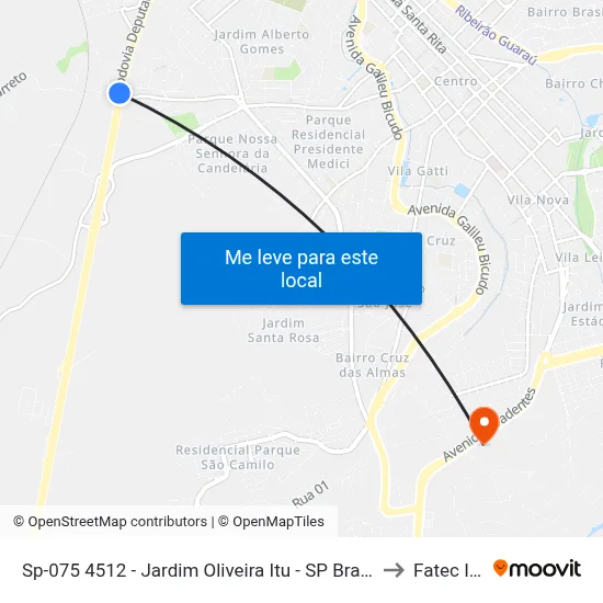 Sp-075 4512 - Jardim Oliveira Itu - SP Brasil to Fatec Itu map