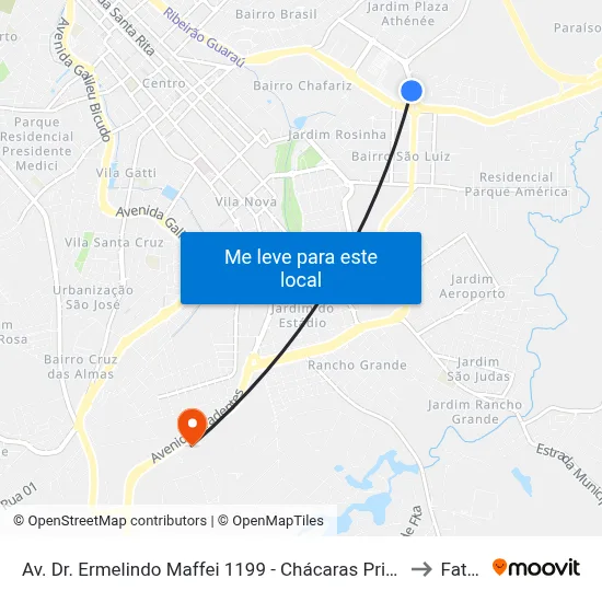 Av. Dr. Ermelindo Maffei 1199 - Chácaras Primavera Itu - SP 13302-231 Brasil to Fatec Itu map