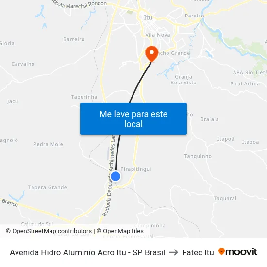 Avenida Hidro Alumínio Acro Itu - SP Brasil to Fatec Itu map
