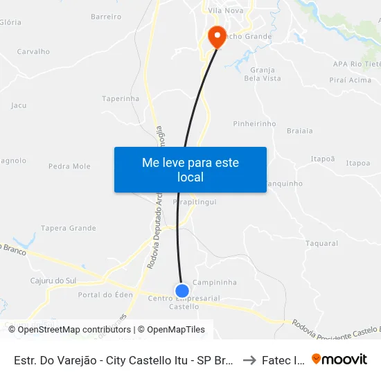 Estr. Do Varejão - City Castello Itu - SP Brasil to Fatec Itu map