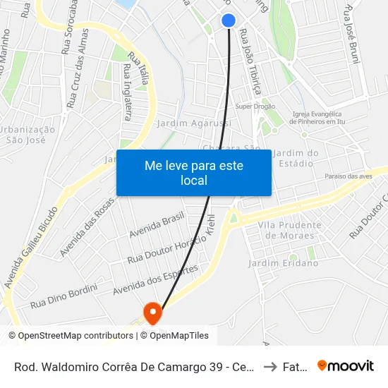 Rod. Waldomiro Corrêa De Camargo 39 - Centro Itu - SP 13309-300 Brasil to Fatec Itu map