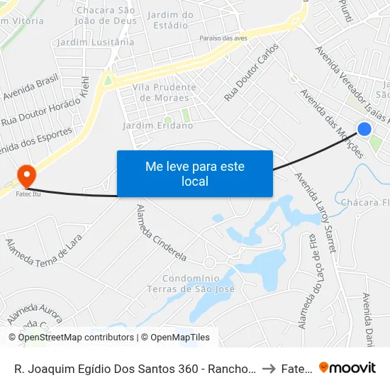 R. Joaquim Egídio Dos Santos 360 - Rancho Grande Itu - SP Brasil to Fatec Itu map