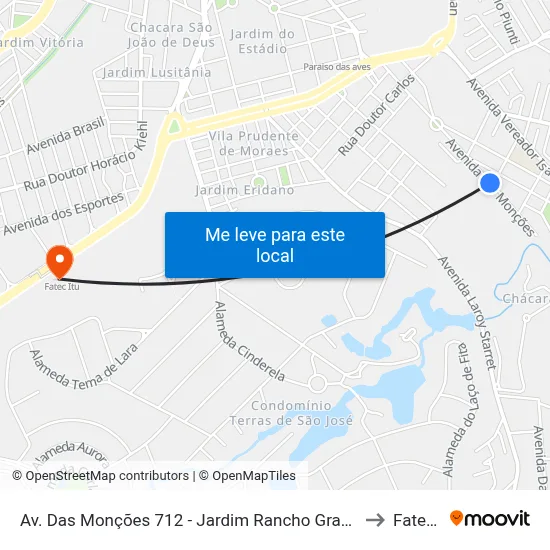 Av. Das Monções 712 - Jardim Rancho Grande Itu - SP Brasil to Fatec Itu map