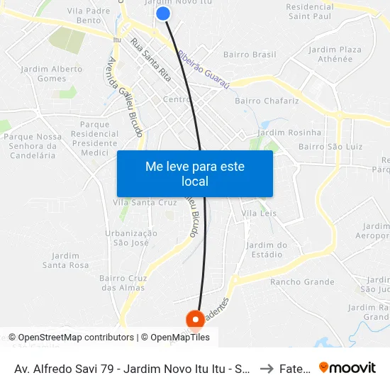 Av. Alfredo Savi 79 - Jardim Novo Itu Itu - SP 13301-180 Brasil to Fatec Itu map