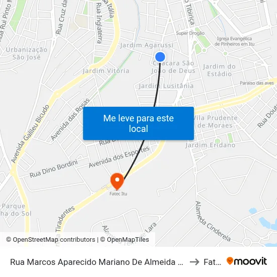 Rua Marcos Aparecido Mariano De Almeida 327 - Parque Industrial Itu - SP Brasil to Fatec Itu map
