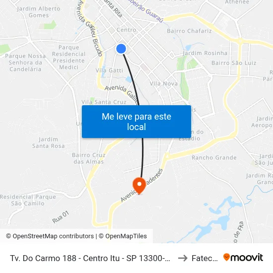 Tv. Do Carmo 188 - Centro Itu - SP 13300-090 Brasil to Fatec Itu map