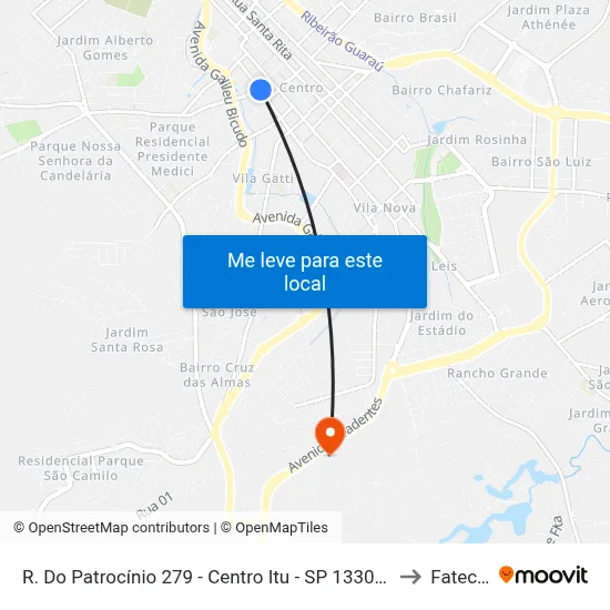 R. Do Patrocínio 279 - Centro Itu - SP 13300-210 Brasil to Fatec Itu map