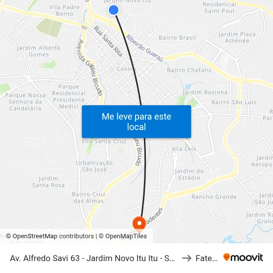 Av. Alfredo Savi 63 - Jardim Novo Itu Itu - SP 13301-140 Brasil to Fatec Itu map
