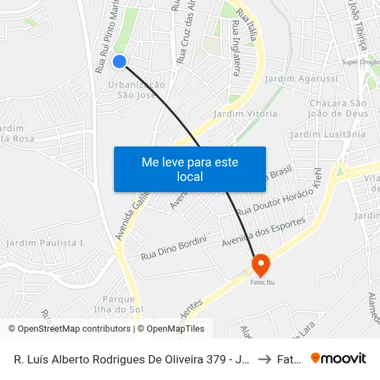 R. Luís Alberto Rodrigues De Oliveira 379 - Jardim Sao Jose Itu - SP Brasil to Fatec Itu map