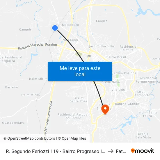 R. Segundo Feriozzi 119 - Bairro Progresso Itu - SP 13328-300 Brasil to Fatec Itu map