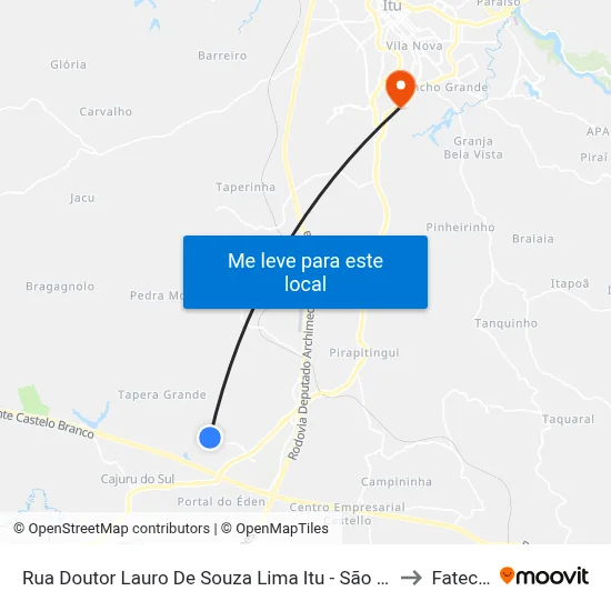 Rua Doutor Lauro De Souza Lima Itu - São Paulo Brasil to Fatec Itu map