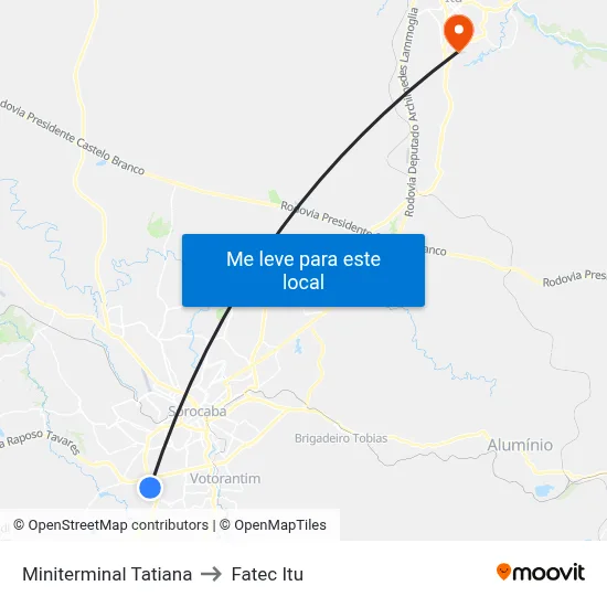 Miniterminal Tatiana to Fatec Itu map