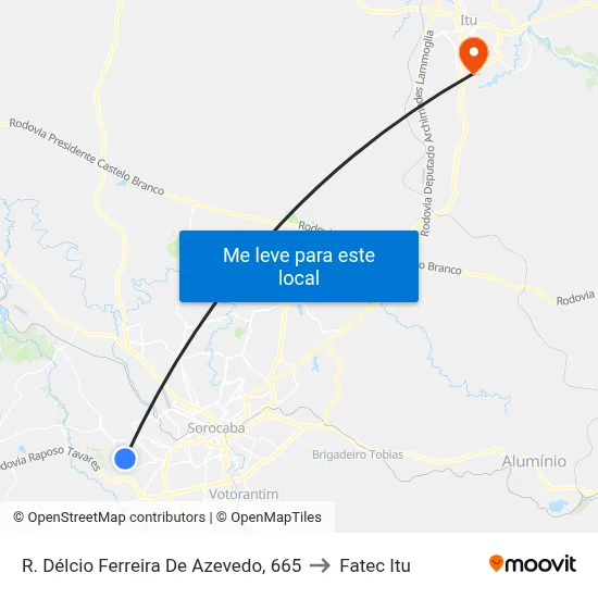 R. Délcio Ferreira De Azevedo, 665 to Fatec Itu map