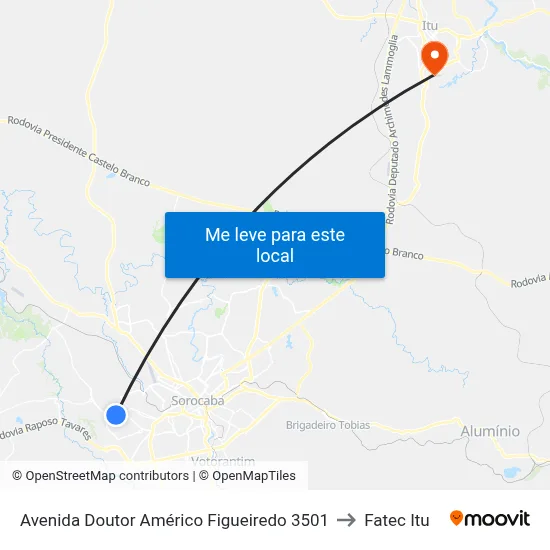Avenida Doutor Américo Figueiredo 3501 to Fatec Itu map