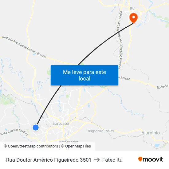 Rua Doutor Américo Figueiredo 3501 to Fatec Itu map