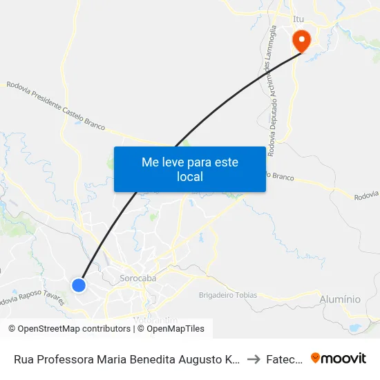 Rua Professora Maria Benedita Augusto Keller 691 to Fatec Itu map