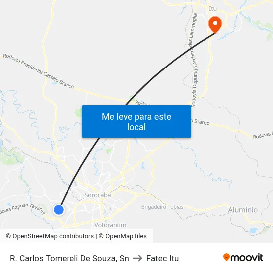 R. Carlos Tomereli De Souza, Sn to Fatec Itu map