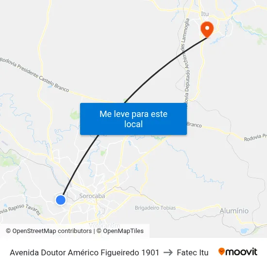 Avenida Doutor Américo Figueiredo 1901 to Fatec Itu map