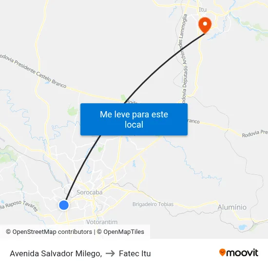 Avenida Salvador Milego, to Fatec Itu map