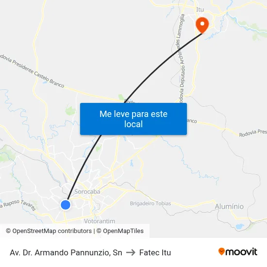 Av. Dr. Armando Pannunzio, Sn to Fatec Itu map