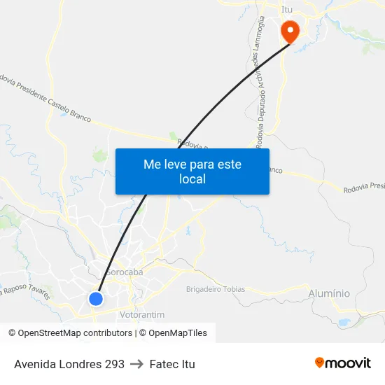 Avenida Londres 293 to Fatec Itu map