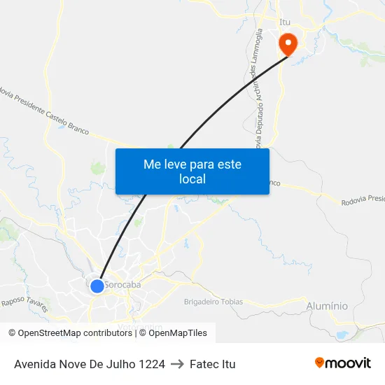 Avenida Nove De Julho 1224 to Fatec Itu map