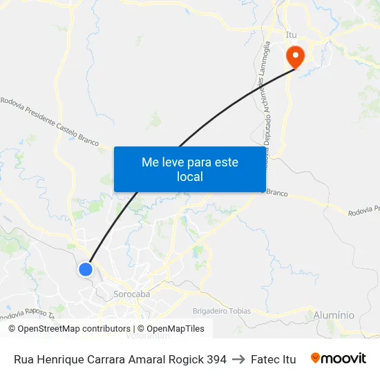 Rua Henrique Carrara Amaral Rogick 394 to Fatec Itu map