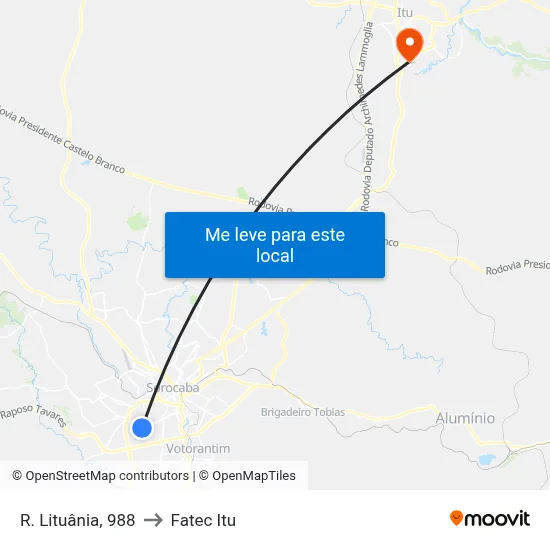 R. Lituânia, 988 to Fatec Itu map