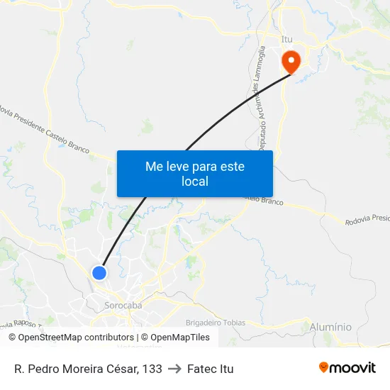 R. Pedro Moreira César, 133 to Fatec Itu map