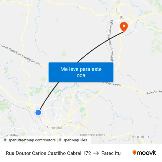 Rua Doutor Carlos Castilho Cabral 172 to Fatec Itu map