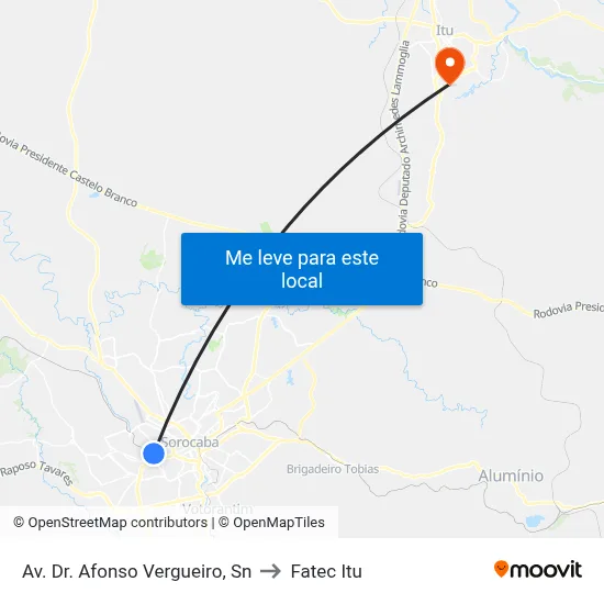 Av. Dr. Afonso Vergueiro, Sn to Fatec Itu map