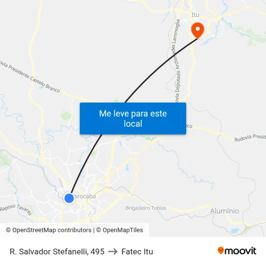 R. Salvador Stefanelli, 495 to Fatec Itu map